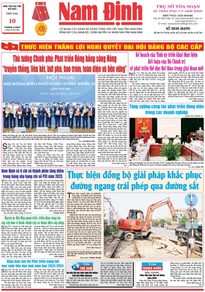 Báo Nam Định só 5838 (thứ 6, ngày 10-5-2024)