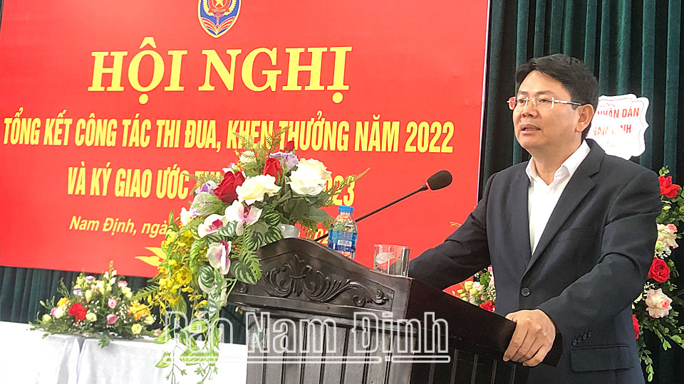 Đồng chí Nguyễn Thanh Tịnh, Thứ trưởng Bộ Tư pháp phát biểu tại hội nghị.