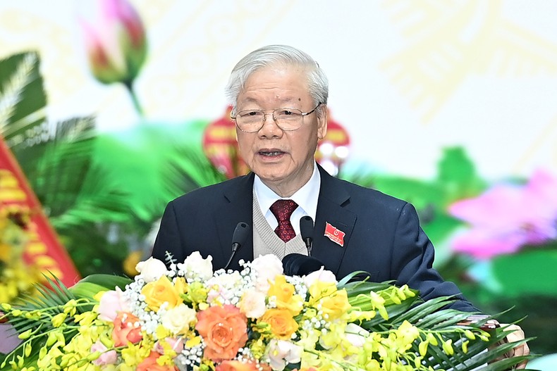 Tổng Bí thư Nguyễn Phú Trọng phát biểu chỉ đạo đại hội. 