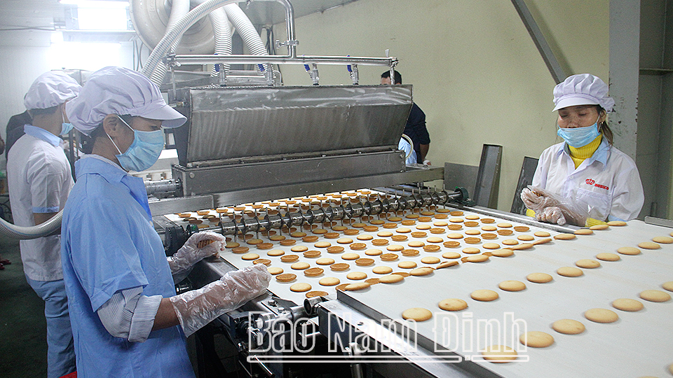 Sản xuất bánh kẹo phục vụ tiêu dùng dịp Tết Nguyên đán Quý Mão 2023 tại Công ty TNHH Bánh kẹo Hòa Bình, Cụm công nghiệp An Xá (thành phố Nam Định).
Bài và ảnh: Nguyễn Hương