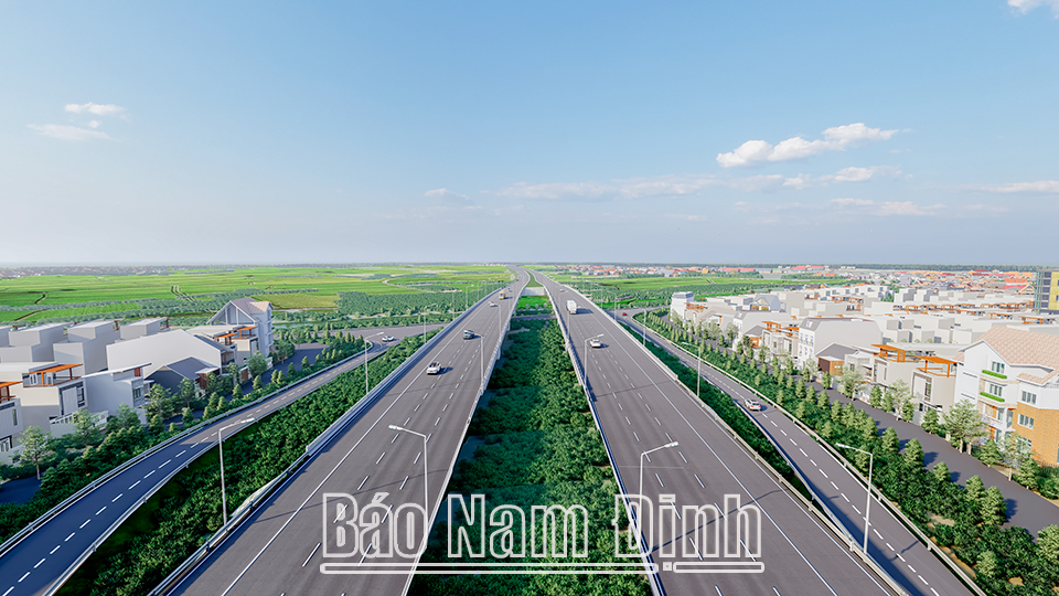 Phối cảnh tuyến đường bộ mới Nam Định - Lạc Quần - Đường bộ ven biển.
