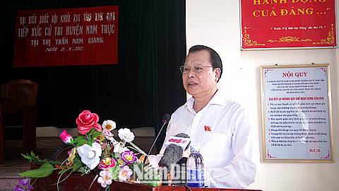 Đoàn đại biểu Quốc hội của tỉnh tiếp xúc cử tri các huyện Nam Trực, Nghĩa Hưng, Vụ Bản và Thành phố Nam Định