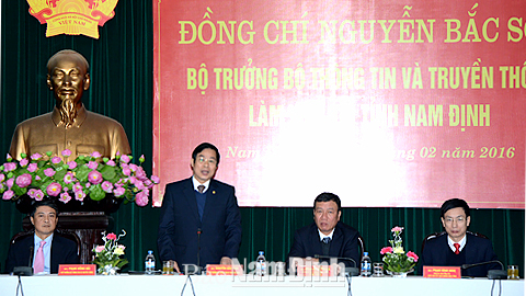 Bộ trưởng Bộ Thông tin và Truyền thông  Nguyễn Bắc Son làm việc với tỉnh ta