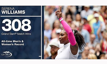 Serena lập kỷ lục mới về số trận thắng tại Grand Slam