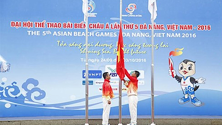 Lễ thượng cờ Đại hội Thể thao bãi biển châu Á lần thứ 5 tại Đà Nẵng