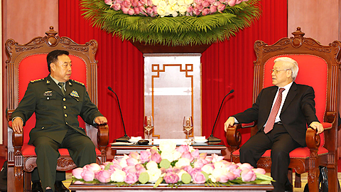Các đồng chí lãnh đạo Đảng, Nhà nước tiếp Phó Chủ tịch Quân ủy Trung ương Trung Quốc
