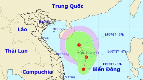 Tin áp thấp nhiệt đới trên Biển Đông (Hồi 07 giờ ngày 13-7)