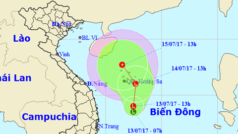 Tin áp thấp nhiệt đới trên Biển Đông (Hồi 13 giờ ngày 13-7)
