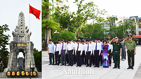 Lãnh đạo tỉnh và Thành phố Nam Định đặt vòng hoa viếng các Anh hùng Liệt sĩ