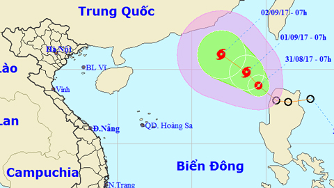 Tin áp thấp nhiệt đới trên Biển Đông (Hồi 07 giờ ngày 31-8)