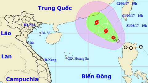 Tin áp thấp nhiệt đới trên Biển Đông (Hồi 19 giờ ngày 31-8)