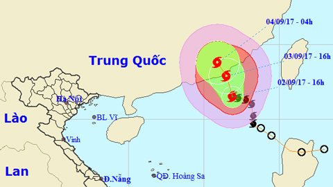 Tin bão trên Biển Đông cơn bão số 8 (Hồi 16 giờ ngày 2-9)