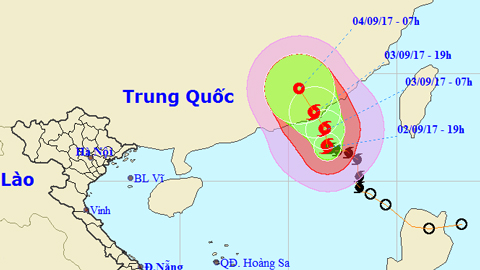 Tin bão trên Biển Đông cơn bão số 8 (Hồi 19 giờ ngày 2-9)