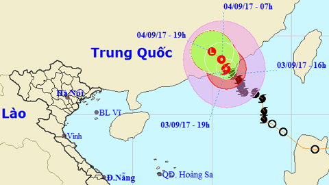 Tin bão trên Biển Đông cơn bão số 8 (Hồi 19 giờ ngày 3-9)
