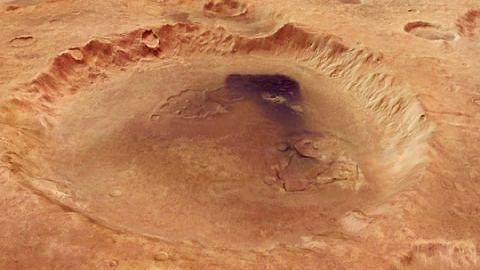 Cận cảnh miệng núi lửa rộng hơn 100km trên sao Hỏa