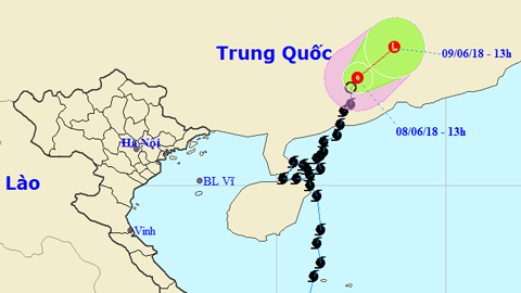 Tin áp thấp nhiệt đới trên đất liền (Hồi 13 giờ ngày 8-6)