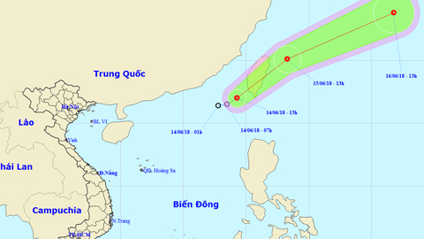 Tin áp thấp nhiệt đới trên Biển Đông (Hồi 13 giờ ngày 14-6)