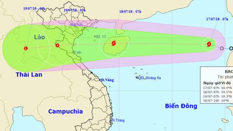 Tin bão trên Biển Đông cơn bão số 3 (Hồi 7 giờ ngày 17-7)