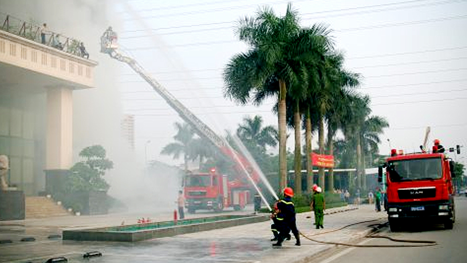 Khách sạn Nam Cường Nam Định diễn tập phương án chữa cháy và cứu nạn cứu hộ
