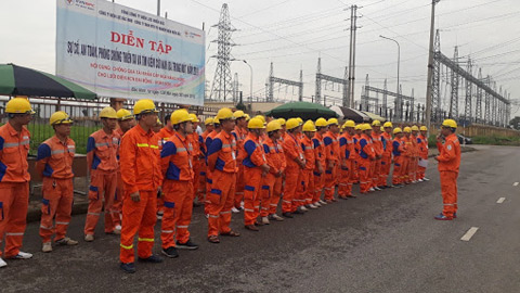Tổng Công ty Điện lực miền Bắc, huyện Mỹ Lộc tổ chức diễn tập phòng chống thiên tai, tìm kiếm cứu nạn năm 2020