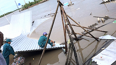 Cà Mau: Sạt lở nhấn chìm 14 nhà dân