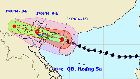 Vị trí và đường đi của cơn bão số 3. Ảnh: nchmf.gov.vn