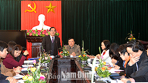 Đồng chí Nguyễn Khắc Hưng, Phó Bí thư Thường trực Tỉnh ủy phát biểu tại buổi làm việc.