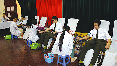 Tuổi trẻ Công an tỉnh tham gia hiến máu nhân đạo.