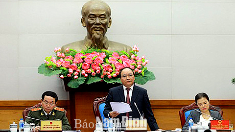 Phó Thủ tướng Nguyễn Xuân Phúc dự và chỉ đạo cuộc họp tổng kết công tác phòng chống tội phạm của Ban Chỉ đạo 138. Ảnh: Doãn Tấn