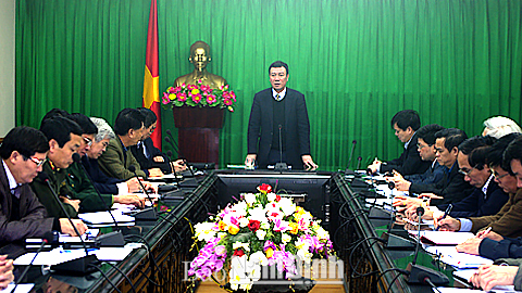 Đồng chí Đoàn Hồng Phong, Phó Bí thư Tỉnh ủy, Chủ tịch UBND tỉnh phát biểu kết luận buổi làm việc.