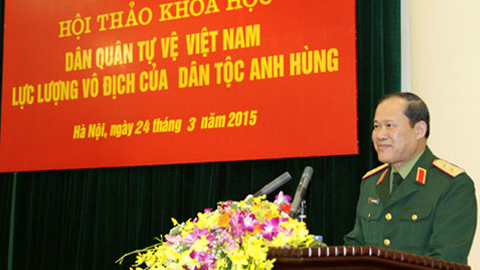 Trung tướng Bế Xuân Trường phát biểu tại Hội thảo. Ảnh: Internet
