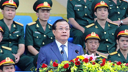 Ông Phạm Quang Nghị, Ủy viên Bộ Chính trị, Bí thư Thành ủy Hà Nội phát biểu tại buổi lễ.