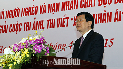 Chủ tịch nước Trương Tấn Sang phát biểu tại hội nghị. Ảnh: Nguyễn Khang - TTXVN