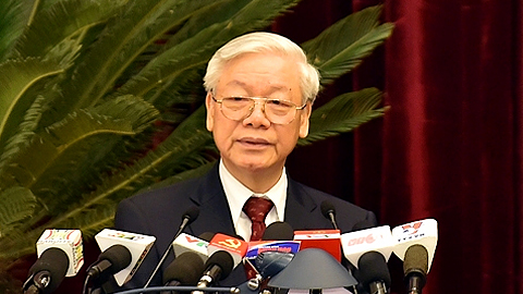  Tổng Bí thư Nguyễn Phú Trọng phát biểu khai mạc Hội nghị - ảnh: HH