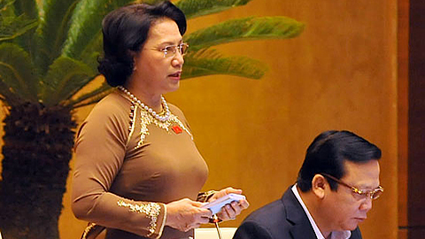 Phó Chủ tịch Quốc hội Nguyễn Thị Kim Ngân phát biểu tại phiên họp sáng 2-11.