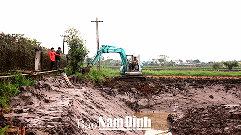 Trung tâm Giống thủy đặc sản tỉnh Nam Định nạo vét bùn đáy, cải tạo ao đầm chuẩn bị cho vụ nuôi năm 2016.