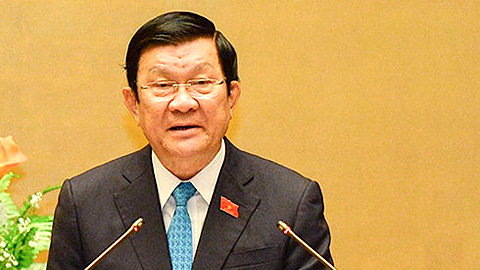 Chủ tịch nước Trương Tấn Sang báo cáo công tác nhiệm kỳ trước Quốc hội.
