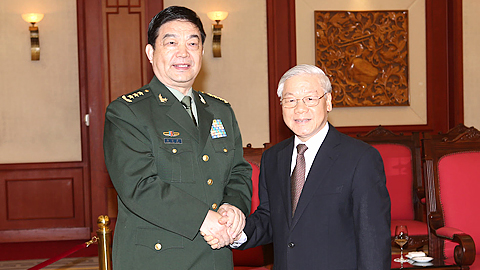 Tổng Bí thư Nguyễn Phú Trọng tiếp Thượng tướng Thường Vạn Toàn, Ủy viên Quốc vụ, Bộ trưởng Bộ Quốc phòng Trung Quốc.