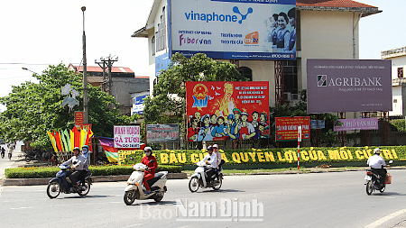 Cụm cổ động bầu cử tại phường Cửa Nam, Thành phố Nam Định 