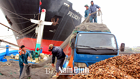 Ngư dân huyện Nghĩa Hưng chuẩn bị ra khơi đánh bắt hải sản.