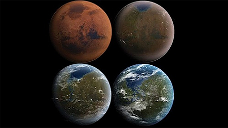 Hình minh họa quá trình cải tạo sao Hỏa. Ảnh: Daein Ballard.