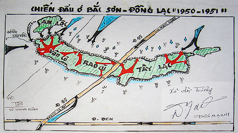 Bản đồ chiến đấu Bắc Sơn - Đồng Lạc giai đoạn "rào làng kháng chiến” (1950-1951).