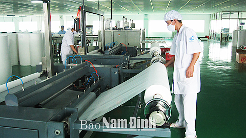 Sản xuất băng gạc y tế tại Cty TNHH Đầu tư và Thương mại An Lành, CCN An Xá (TP Nam Định).