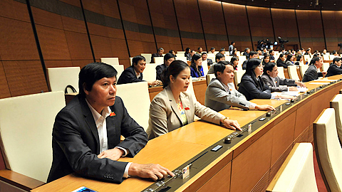Các đại biểu biểu quyết thông qua Nghị quyết về phân bổ ngân sách Trung ương năm 2017.