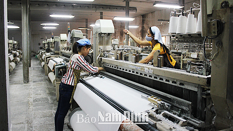 Sản xuất các loại sợi, vải tại Tổng Cty CP Dệt may Nam Định.
