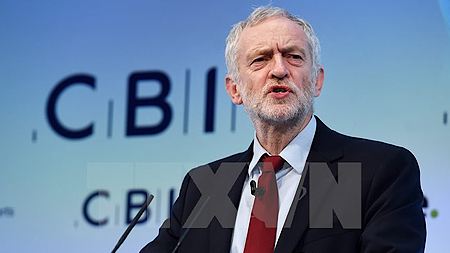Chủ tịch Công đảng Jeremy Corbyn phát biểu tại một hội nghị ở London, Anh. (Nguồn: AFP/TTXVN)
