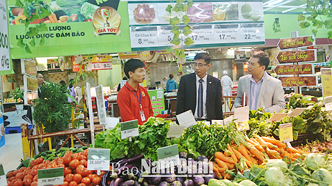 Đoàn thanh tra, kiểm tra liên ngành VSATTP của tỉnh kiểm tra các mặt hàng thực phẩm phục vụ Tết Nguyên đán Đinh Dậu 2017 tại Siêu thị BigC Nam Định.