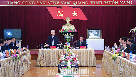 Tổng Bí thư Nguyễn Phú Trọng phát biểu chỉ đạo tại buổi làm việc với Ban Thường vụ Tỉnh ủy