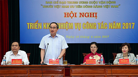 Chủ tịch Ủy ban Trung ương MTTQ Việt Nam phát biểu tại Hội nghị. Ảnh: VGP