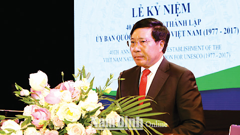 Phó Thủ tướng, Bộ trưởng Bộ Ngoại giao Phạm Bình Minh phát biểu tại buổi lễ. Ảnh: Hải Minh
